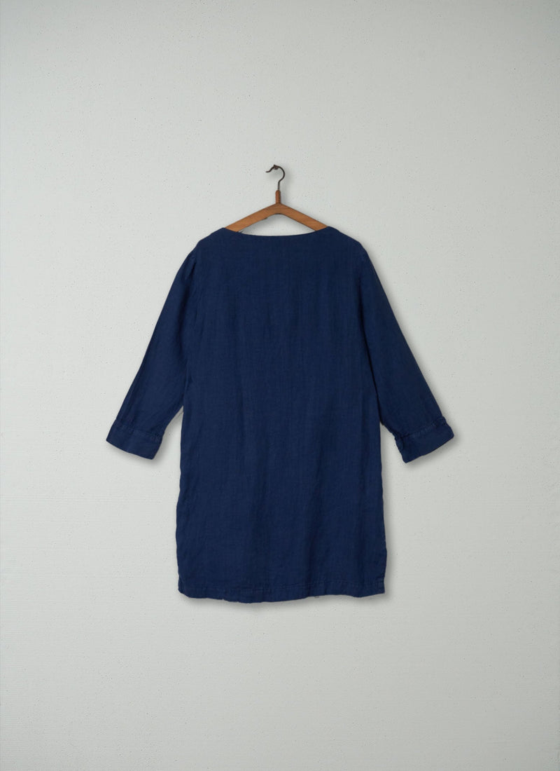 Reworn Linen Tunic Size 14 (143) | Indigo