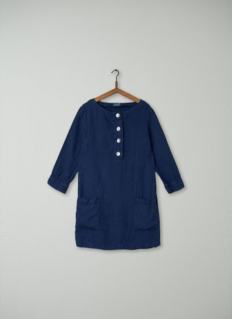Reworn Linen Tunic Size 14 (143) | Indigo