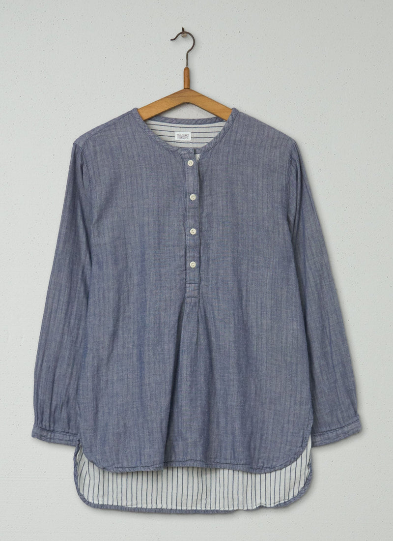 Reworn Faced Cotton Shirt Size M (677) | Blue