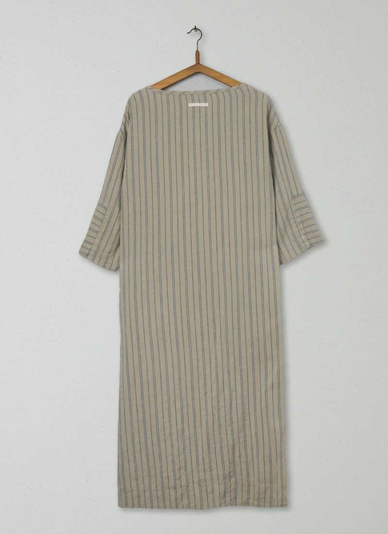Reworn Stripe Linen Dress Size M (1256) | Multi
