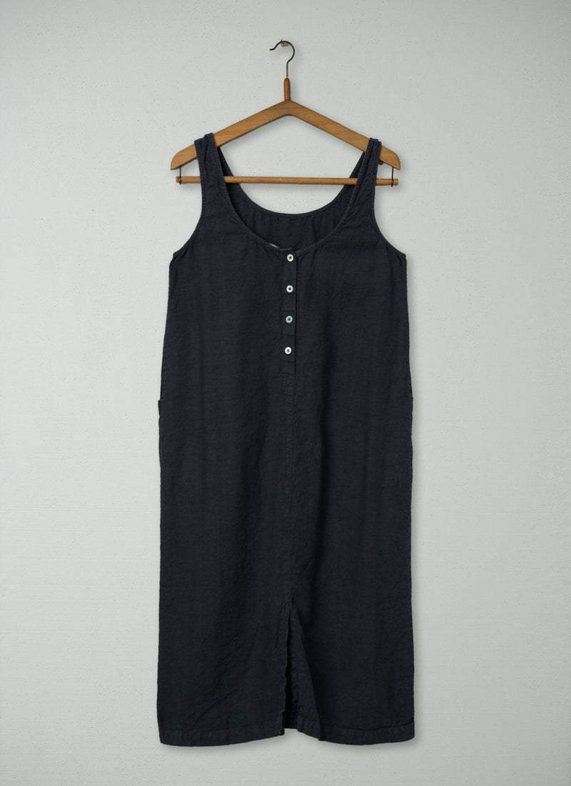 Reworn Linen Sun Dress Size M (1864) | Asphalt