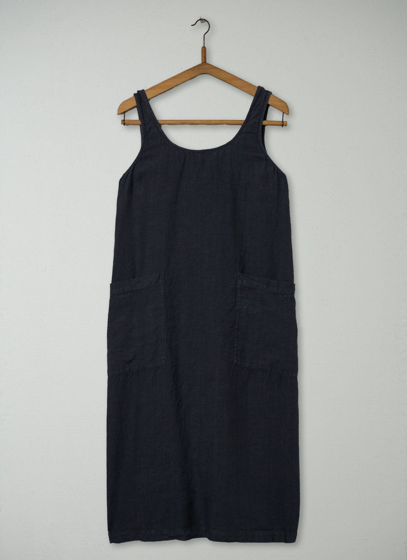 Reworn Linen Sun Dress Size M (1864) | Asphalt