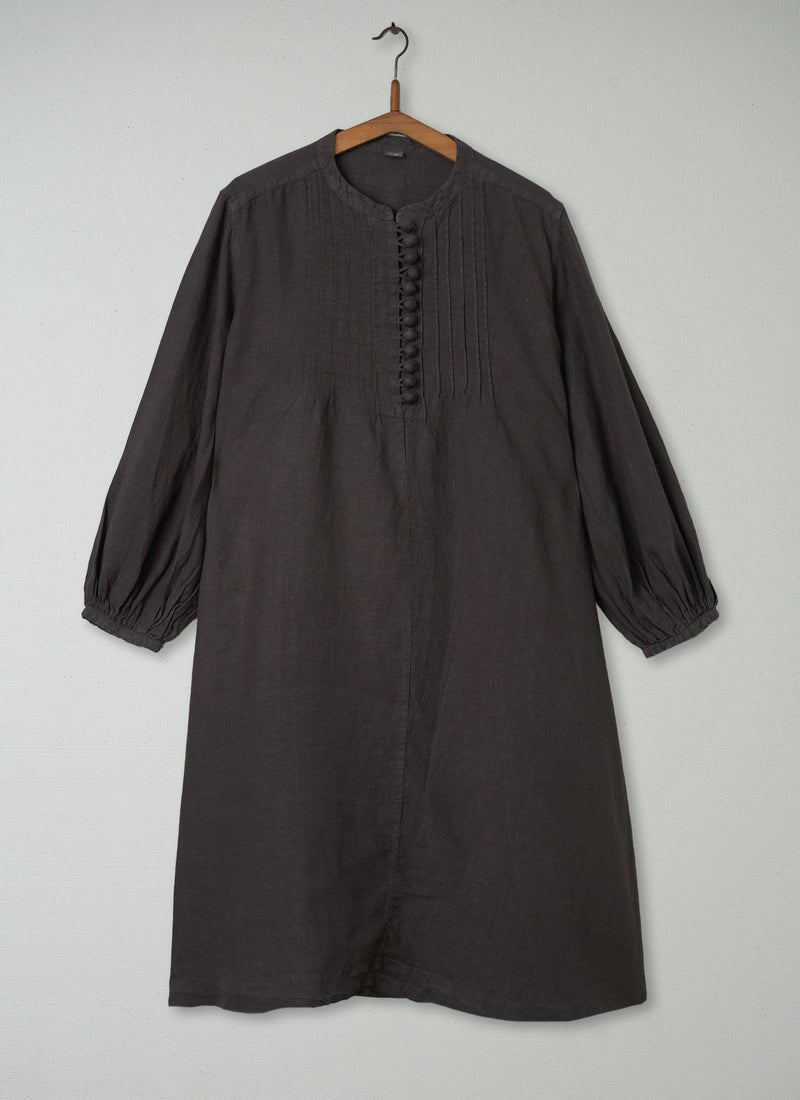 Reworn Linen Button Dress Size L (329) | Khaki