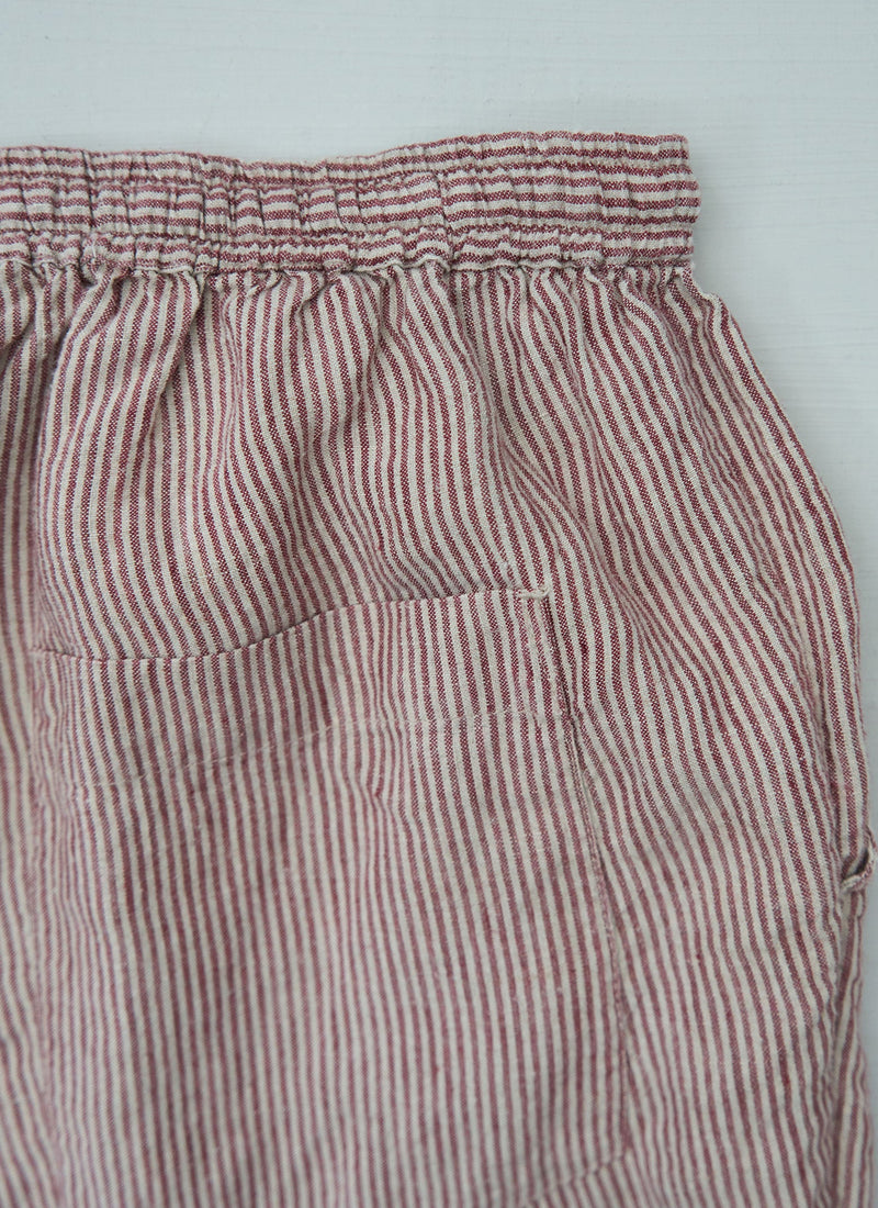Reworn Ticking Stripe Linen Trousers Size M (1221) | Multi