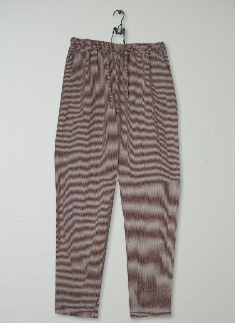 Reworn Ticking Stripe Linen Trousers Size M (1221) | Multi