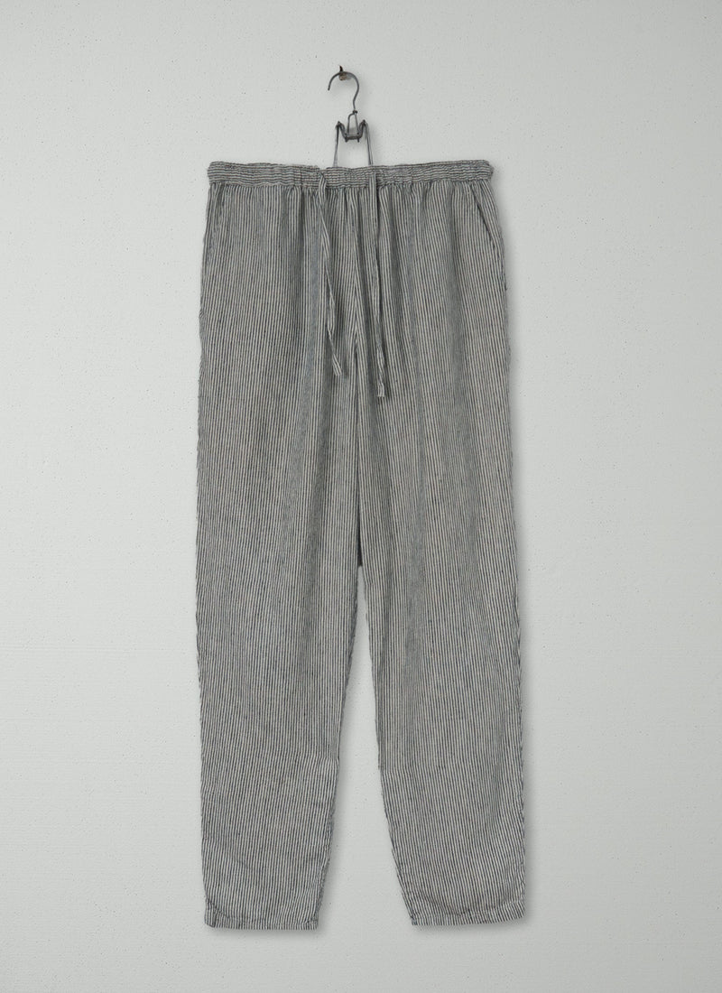 Reworn Ticking Stripe Linen Trousers Size M (929) | Multi