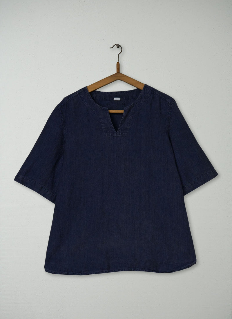 Reworn Linen Top Size L (899) | Midnight
