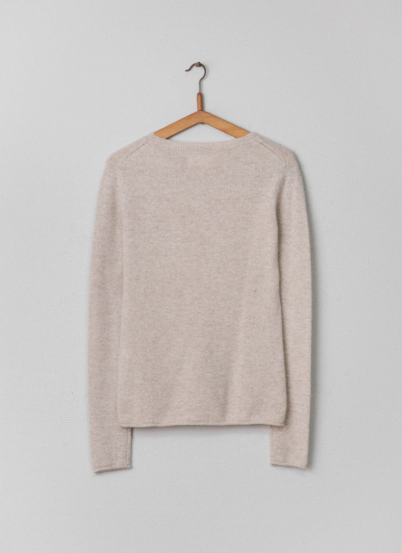 Reworn Wool Cashmere Neat Sweater Size S (005) | Oatmeal Melange