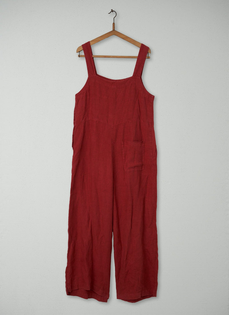 Reworn Side Button Jumpsuit Size M (021) | Red