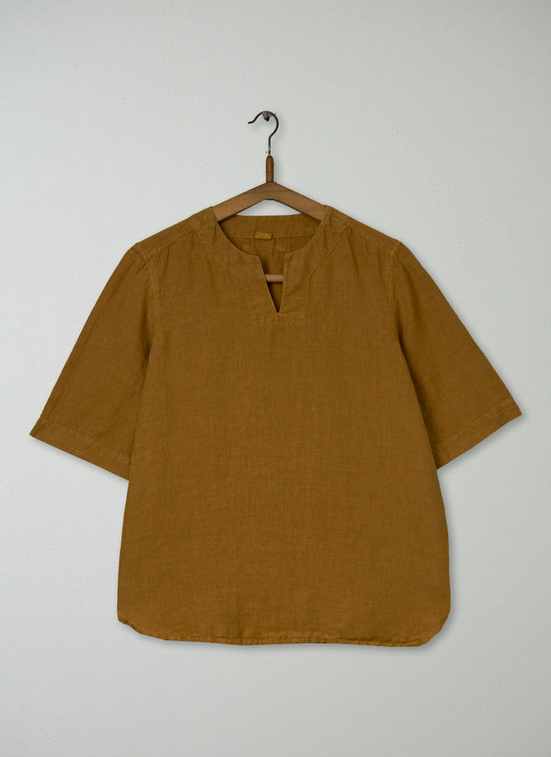 Reworn Linen Top Size XS (905) | Turmeric