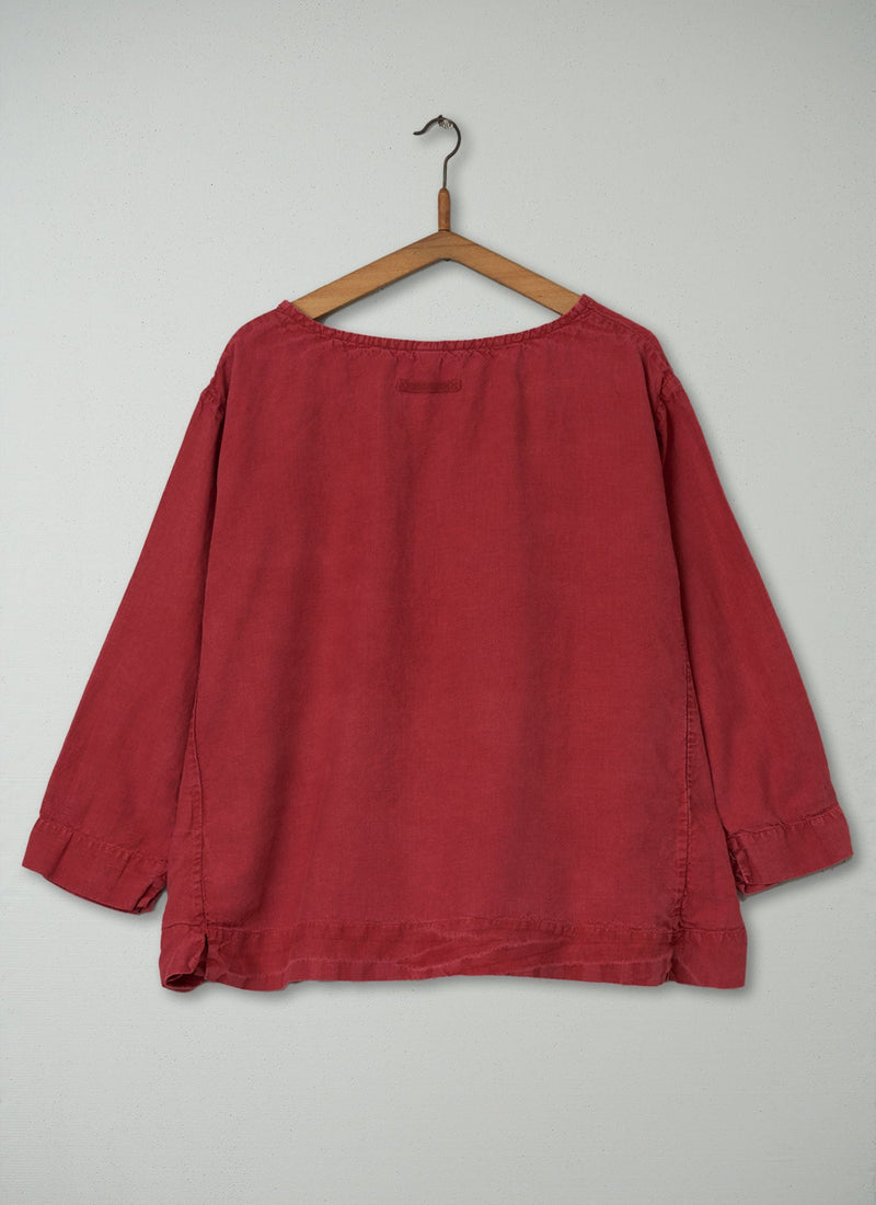 Reworn Linen Top Size L (044) | Paprika