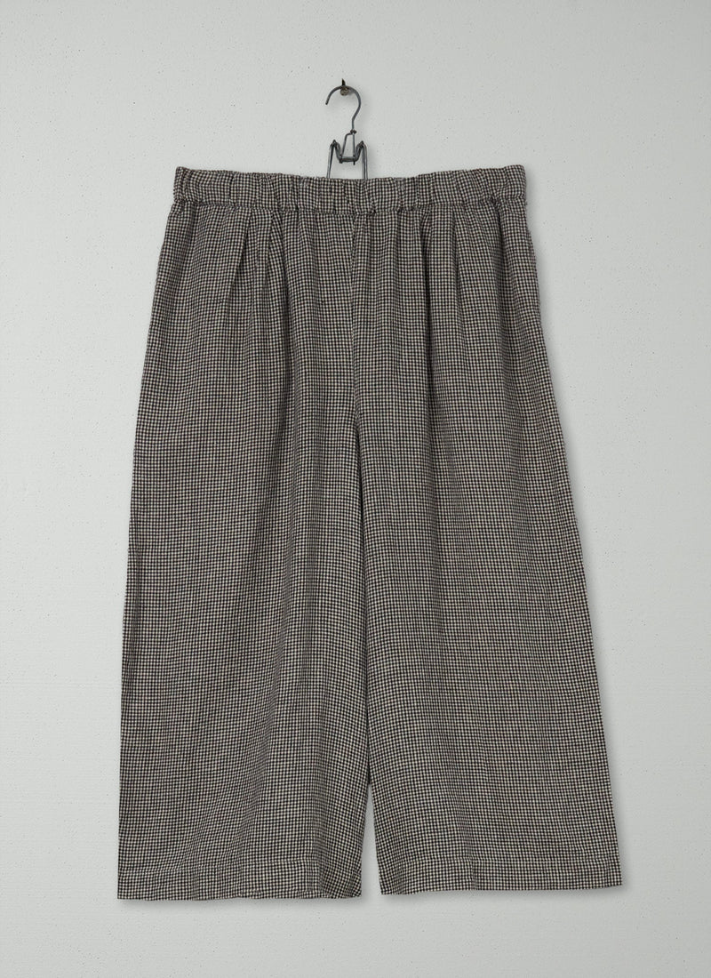 Reworn Gingham Linen Culottes Size L (917) | Multi