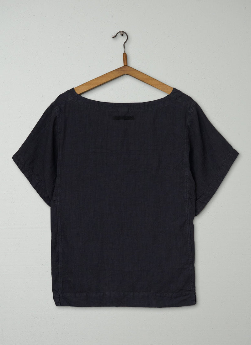 Reworn Linen Kaftan Top Size M (1079) | Storm Blue