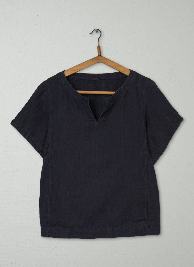 Reworn Linen Kaftan Top Size M (1079) | Storm Blue