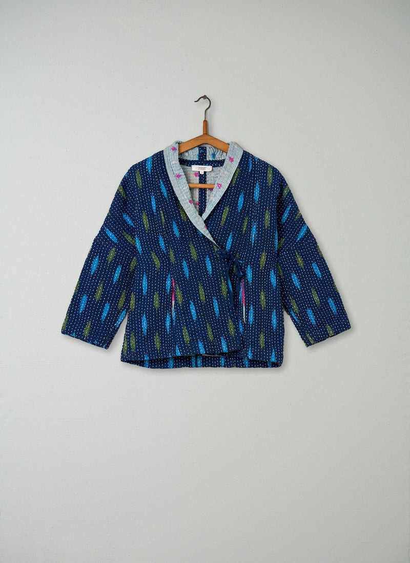 Reworn Kantha Jacket Size S (020) | Blues