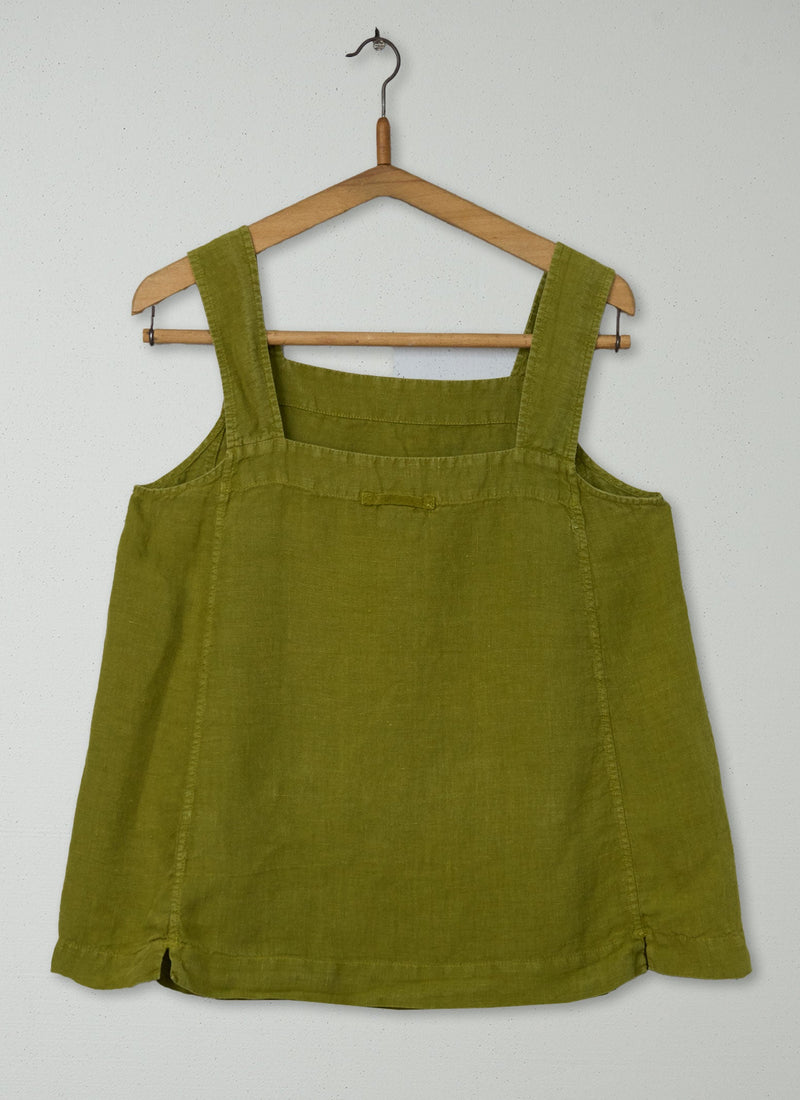 Reworn Linen Tank Top Size M (1114) | Elm Green