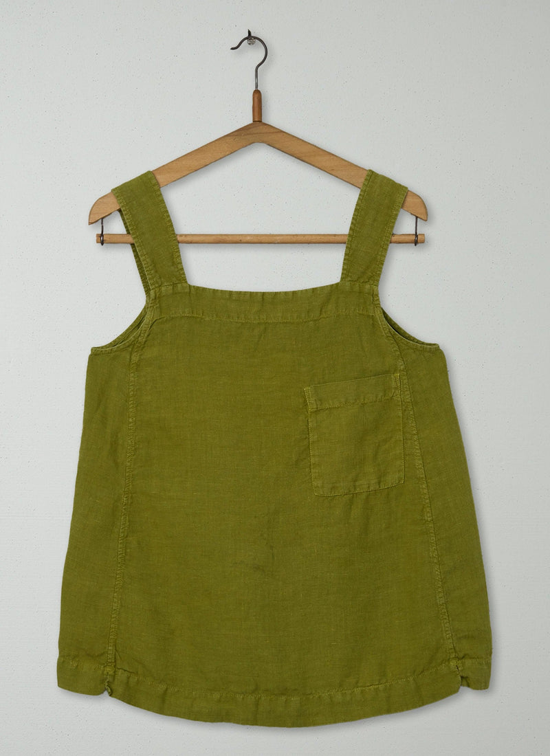 Reworn Linen Tank Top Size M (1114) | Elm Green