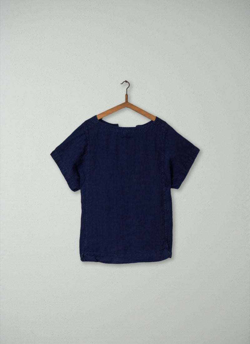 Reworn Linen Kaftan Top Size S (142) | Indigo
