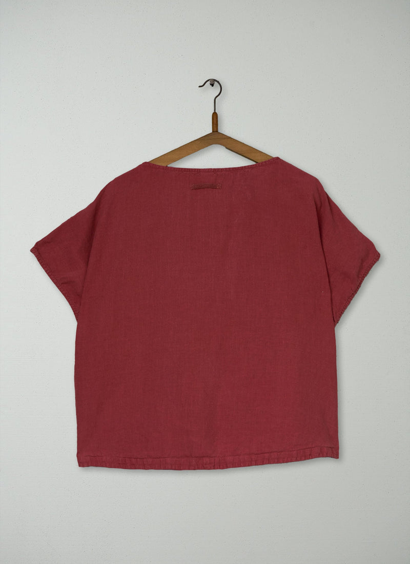 Reworn Linen Top Size M (1040) | Red