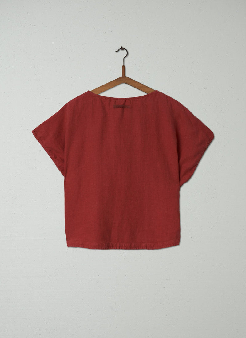 Reworn Linen Top Size S (154) | Red