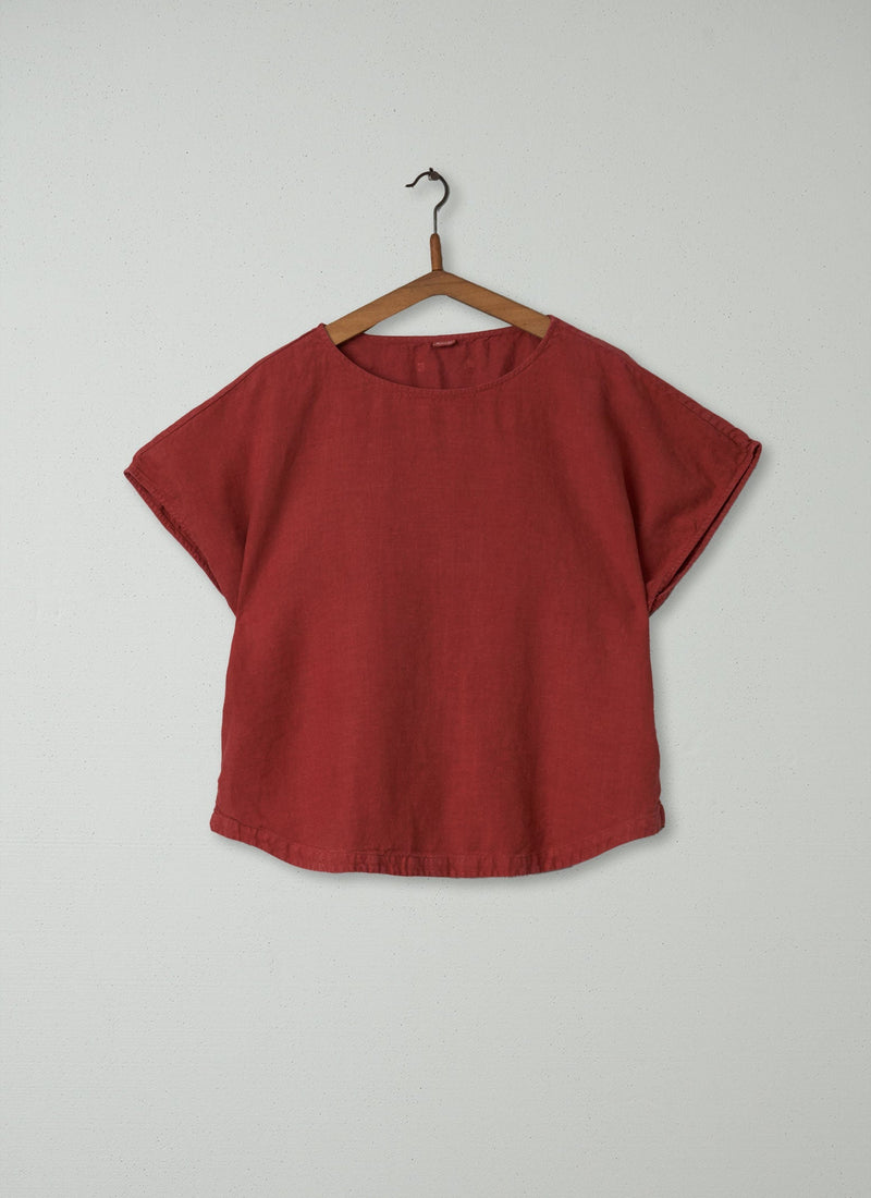 Reworn Linen Top Size S (154) | Red