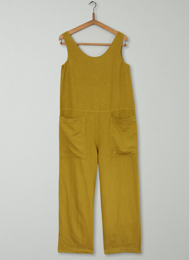 Reworn Linen Sleeveless Jumpsuit Size XS (300) | Citrus Green