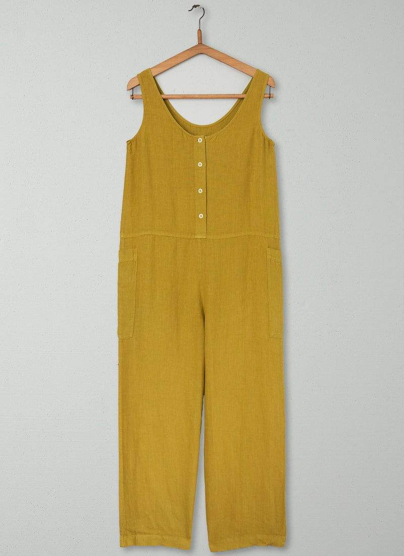 Reworn Linen Sleeveless Jumpsuit Size XS (300) | Citrus Green