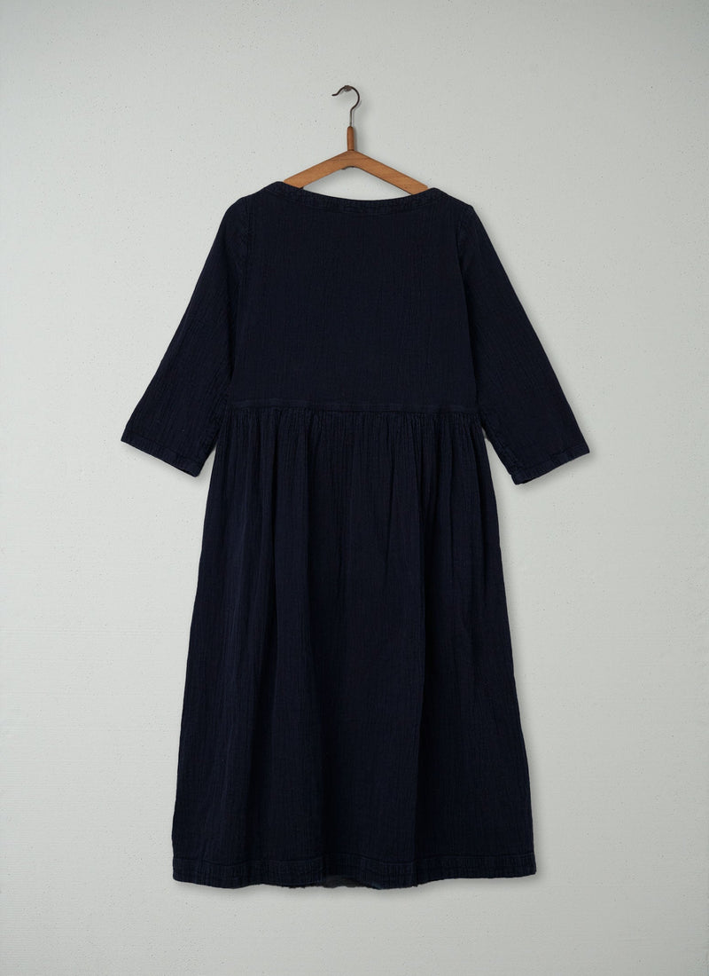 Reworn Crinkled Cotton Dress Size M (233) | Midnight
