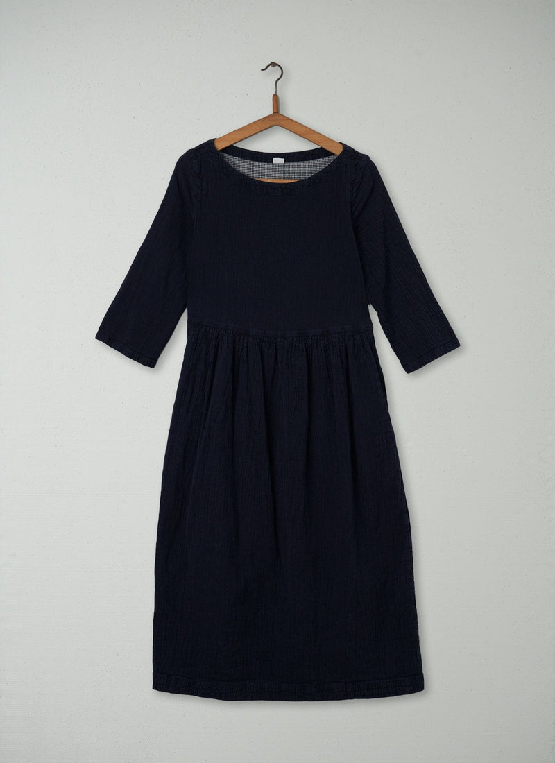 Reworn Crinkled Cotton Dress Size M (233) | Midnight