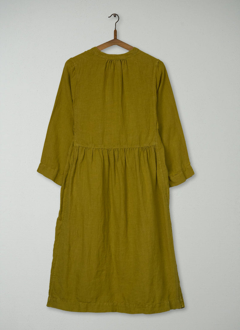Reworn Linen Dress Size XS (1567) | Citrus Green