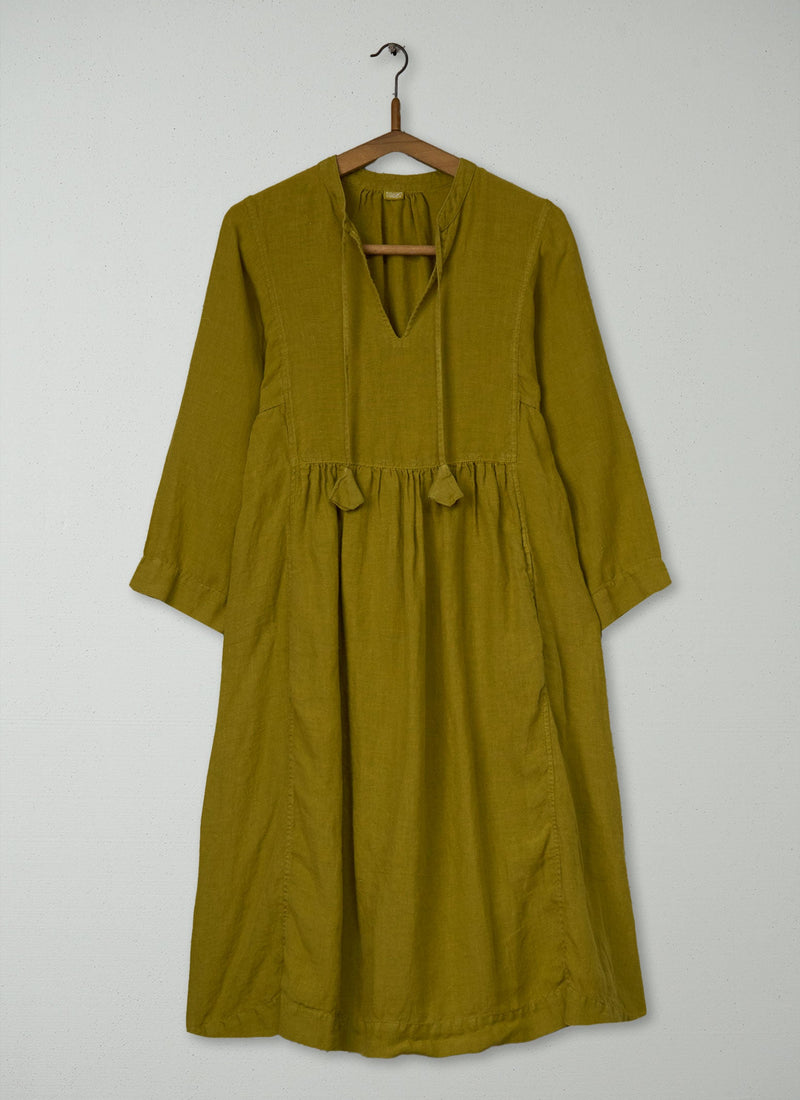 Reworn Linen Dress Size XS (1567) | Citrus Green