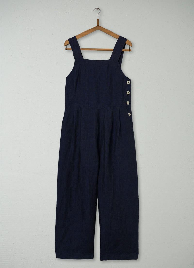 Reworn Delave Side Button Jumpsuit Size XS (847) | Midnight