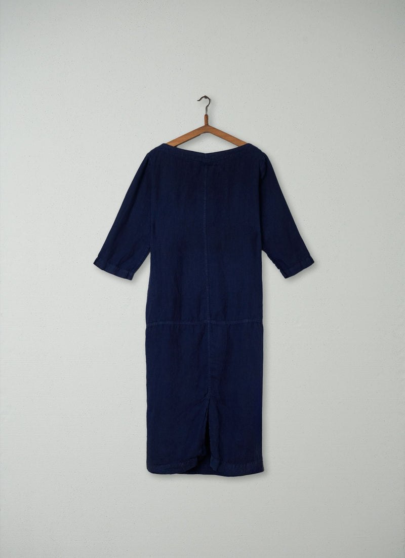 Reworn Linen Tunic Dress Size XS (276) | Ink Blue
