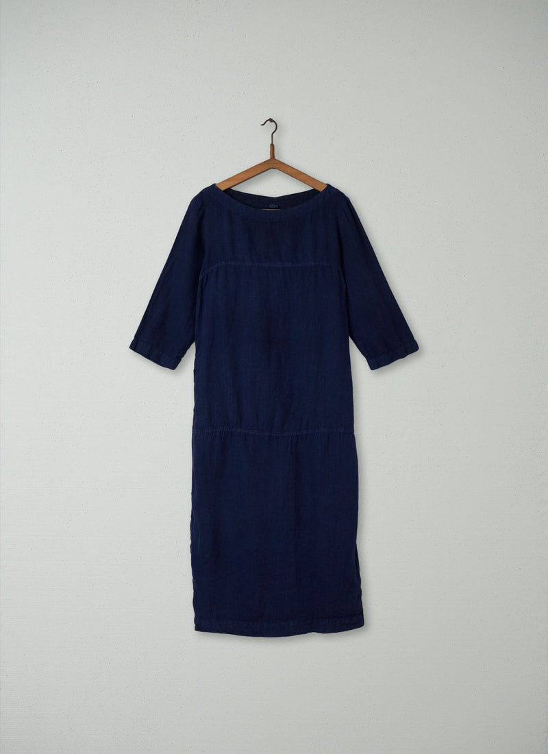 Reworn Linen Tunic Dress Size XS (276) | Ink Blue