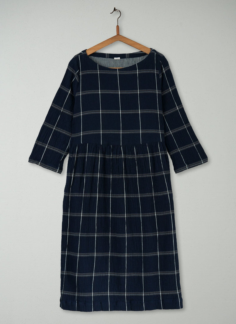 Reworn Crinkle Check Dress Size M (458) | Midnight