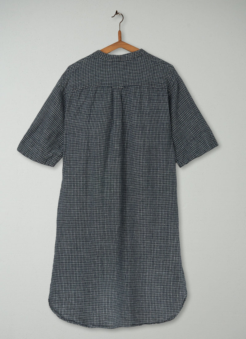 Reworn Check Linen Dress Size S (457) | Multi