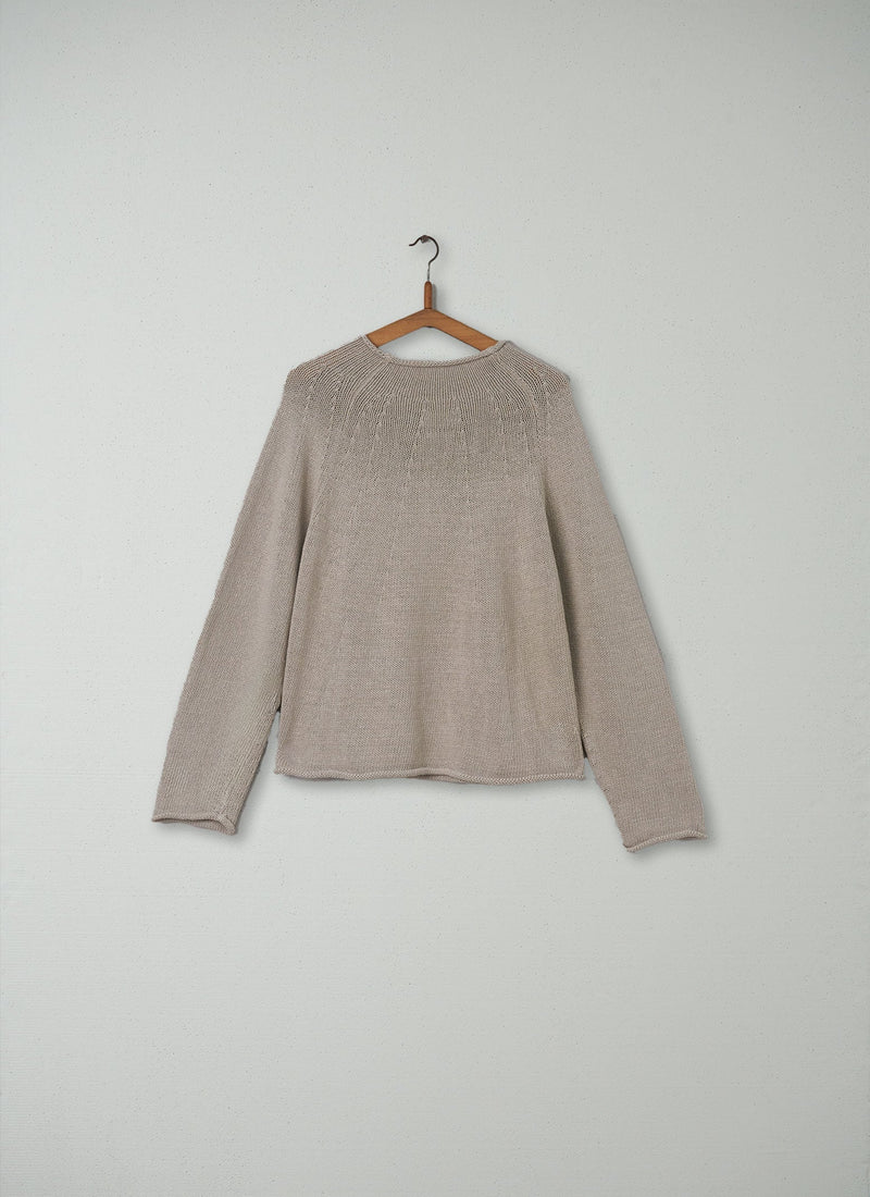 Reworn Cotton Linen Easy Sweater Size M (055) | Parchment