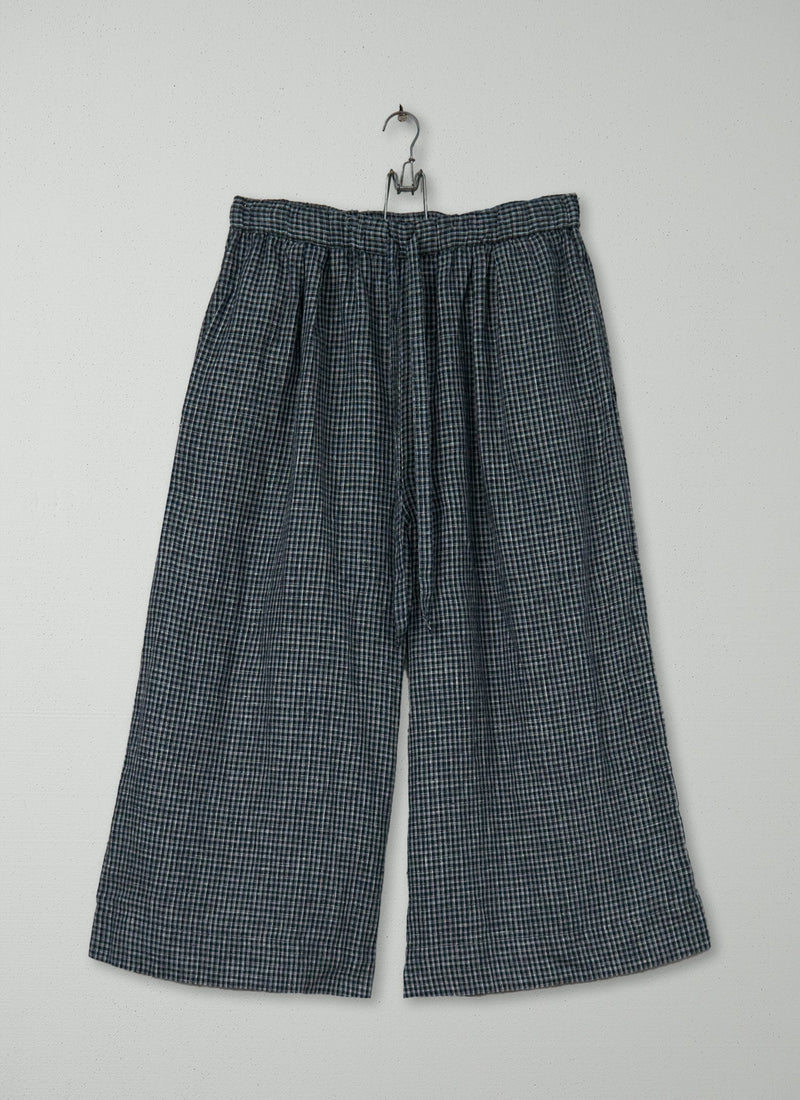 Reworn Piccolo Check Linen Culottes Size L (919) | Multi