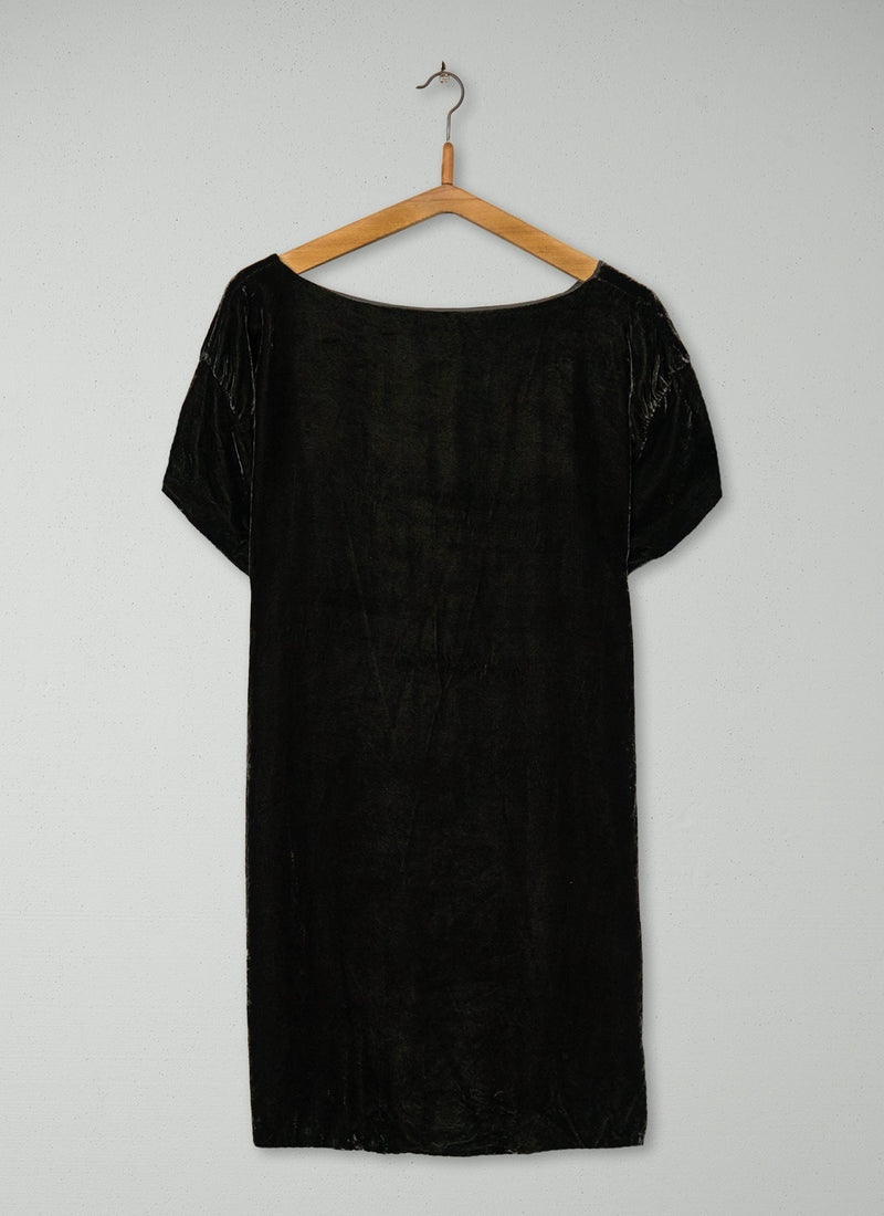 Reworn Silk Velvet Tunic Size 16 (1352) | Charcoal