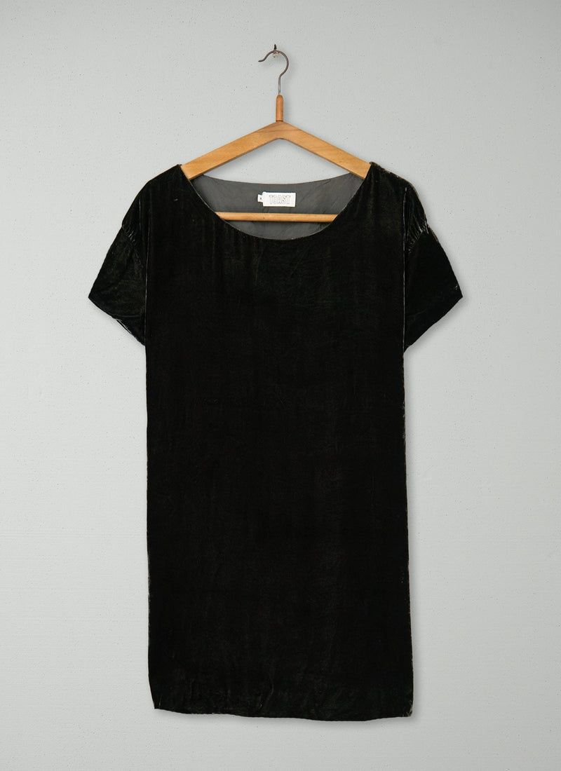 Reworn Silk Velvet Tunic Size 16 (1352) | Charcoal
