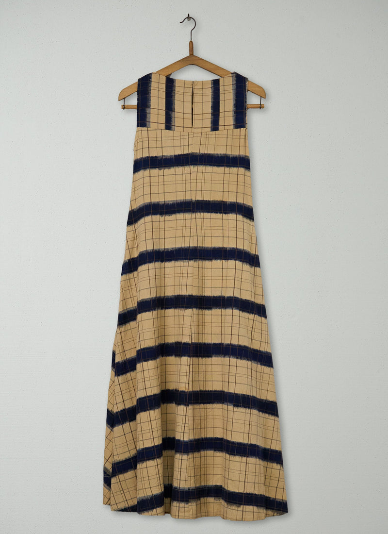 Reworn Check Ikat Cotton Dress Size 8 (2035) | Multi