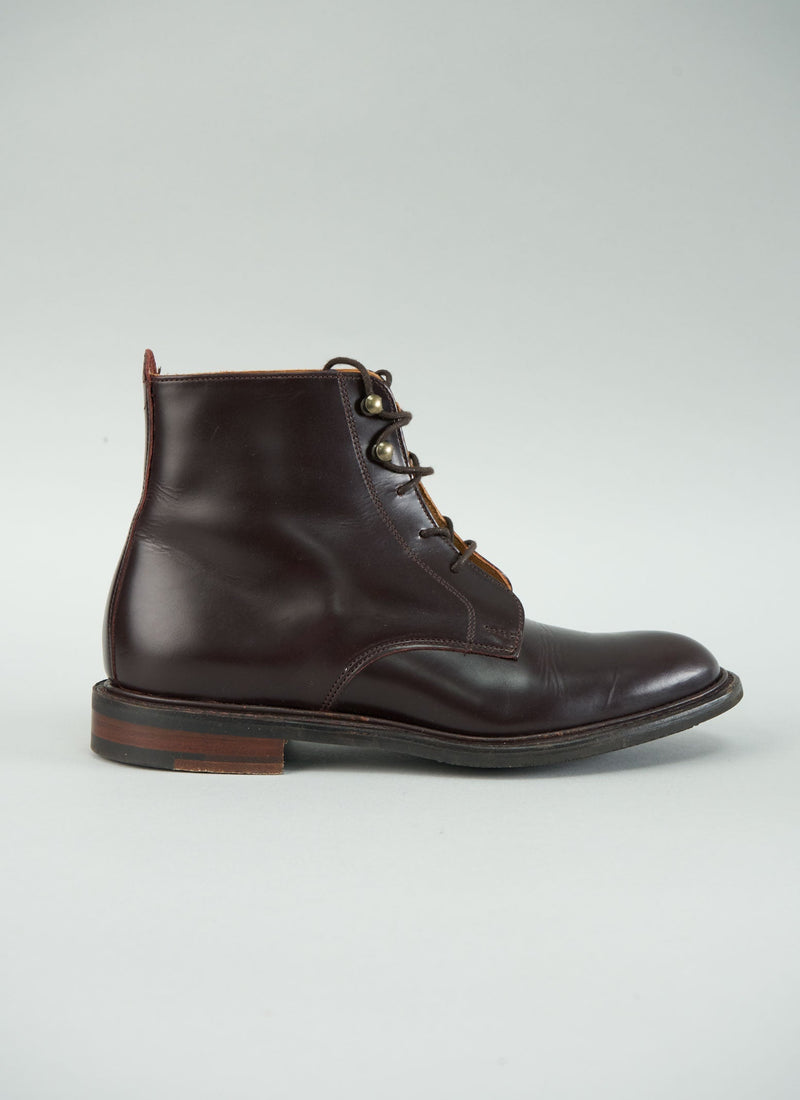Reworn Cheaney Lace Up Boots Size 5 (073) | Burgundy