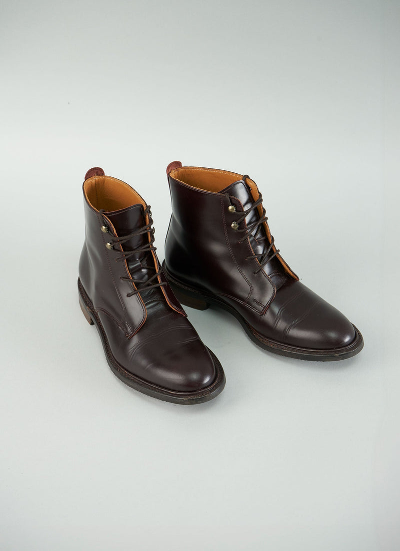 Reworn Cheaney Lace Up Boots Size 5 (073) | Burgundy