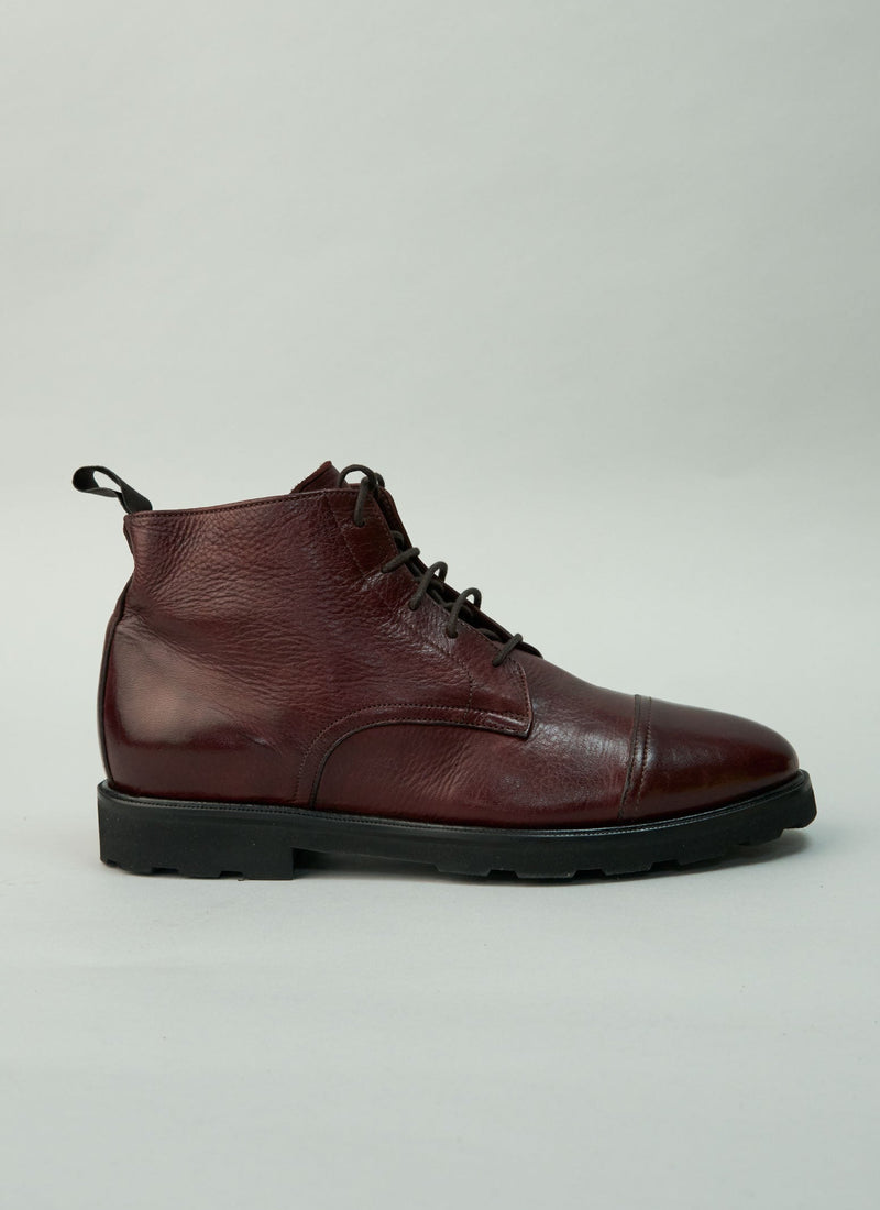 Reworn Sturlini Lace Up Boots Size 39 (382) | Burgundy