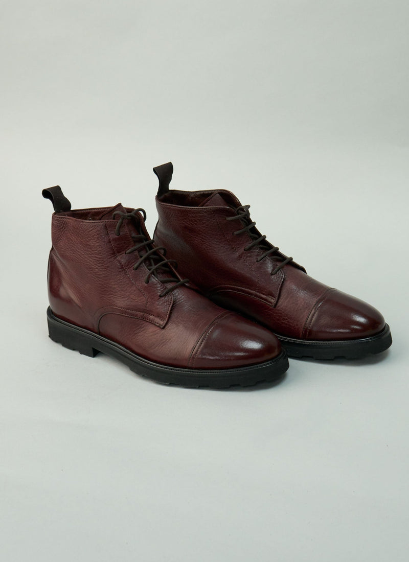 Reworn Sturlini Lace Up Boots Size 39 (382) | Burgundy
