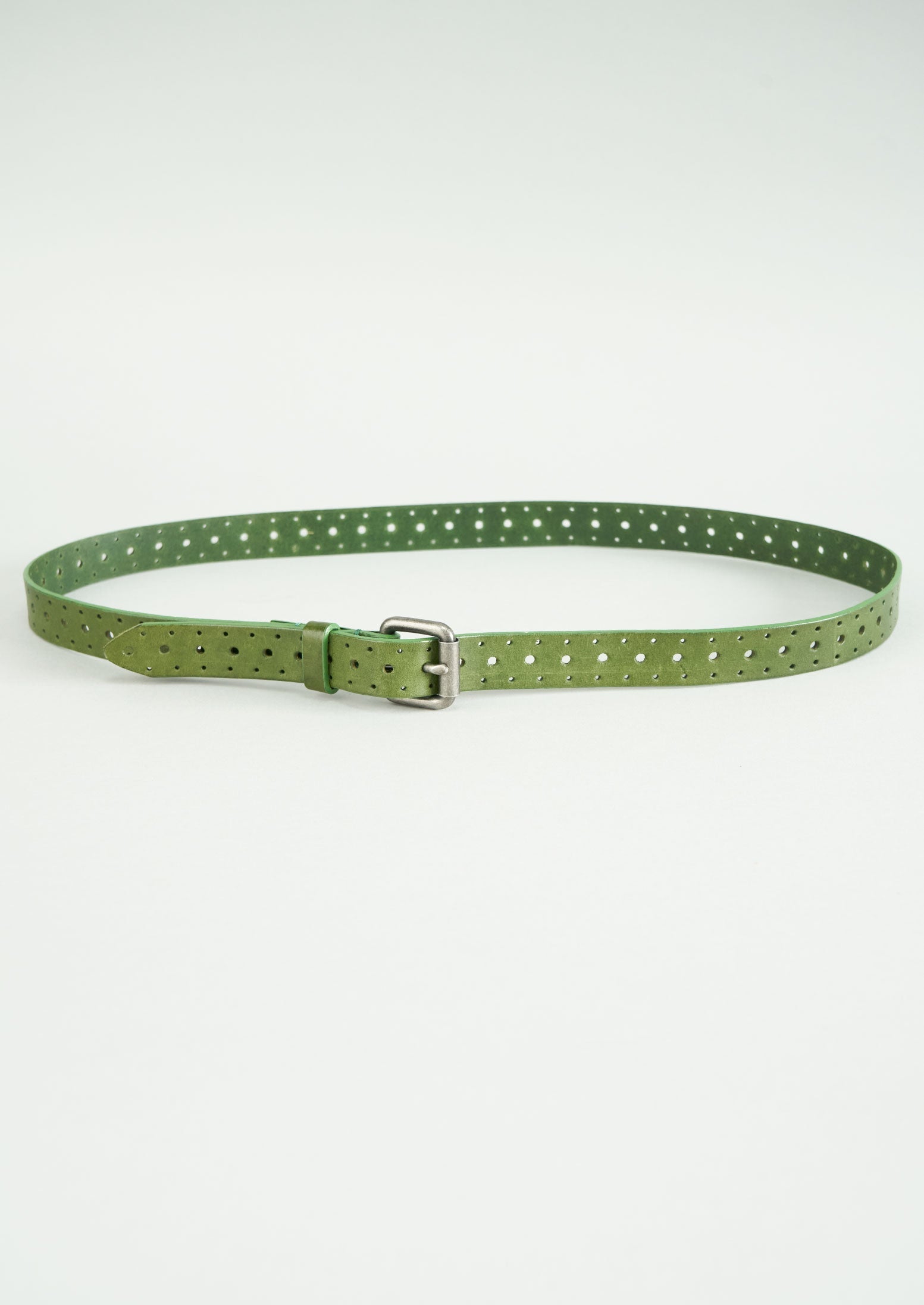 Reworn Punched Belt Size M (005) | Green