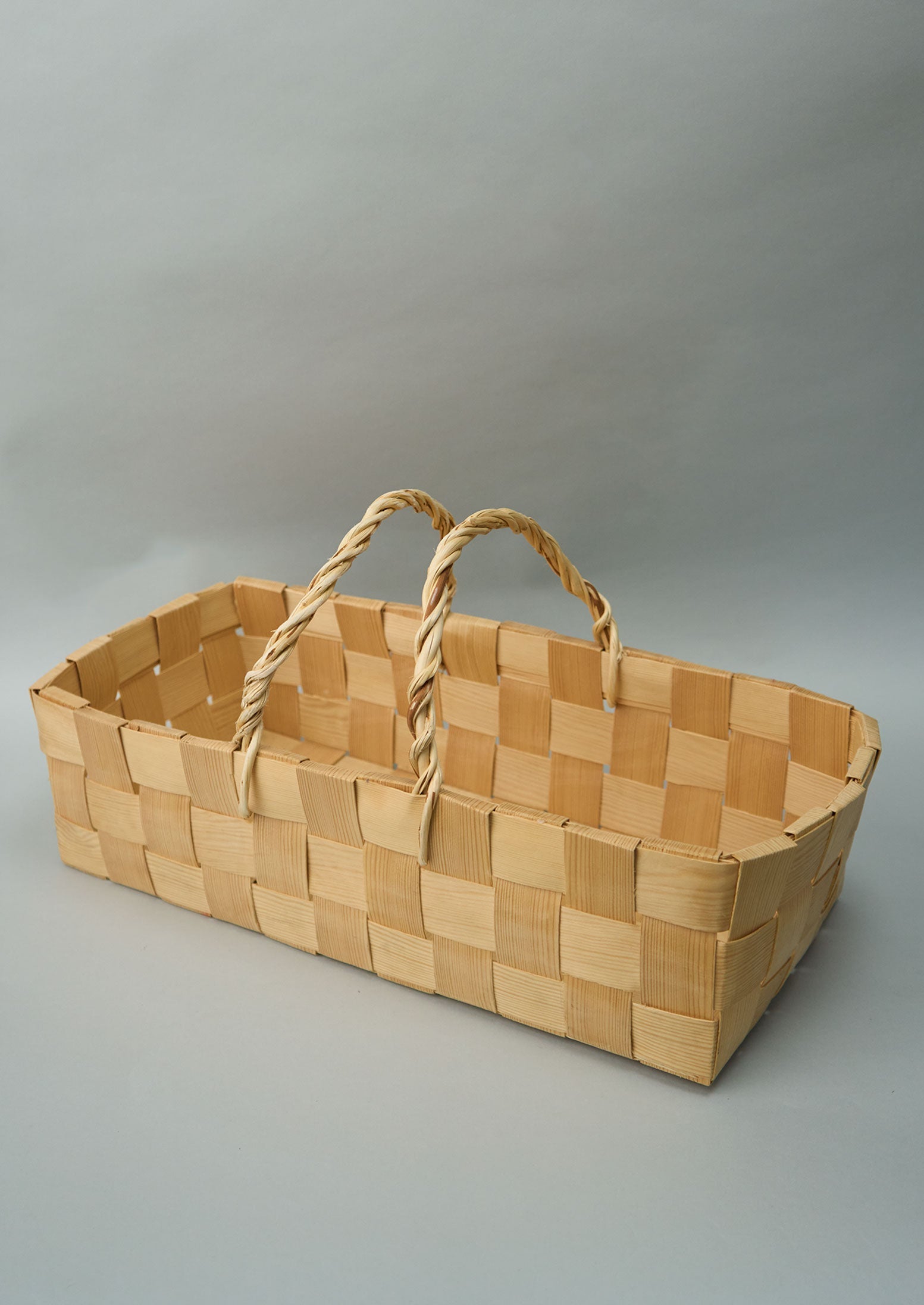 Reworn Pine Strip Woven Trug (007) | Natural