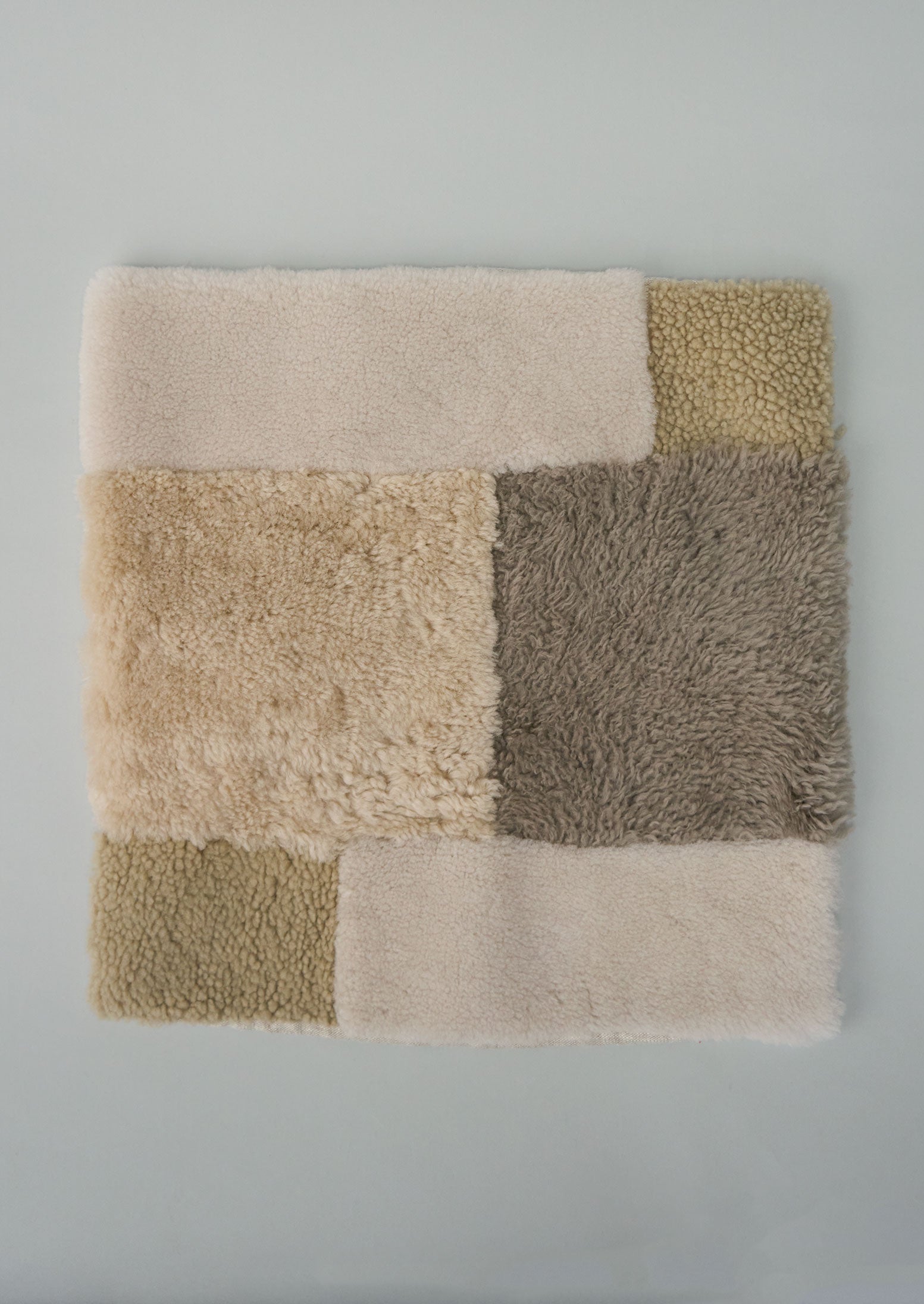 Reworn Patched Sheepskin Cushion Cover (072) | Multi