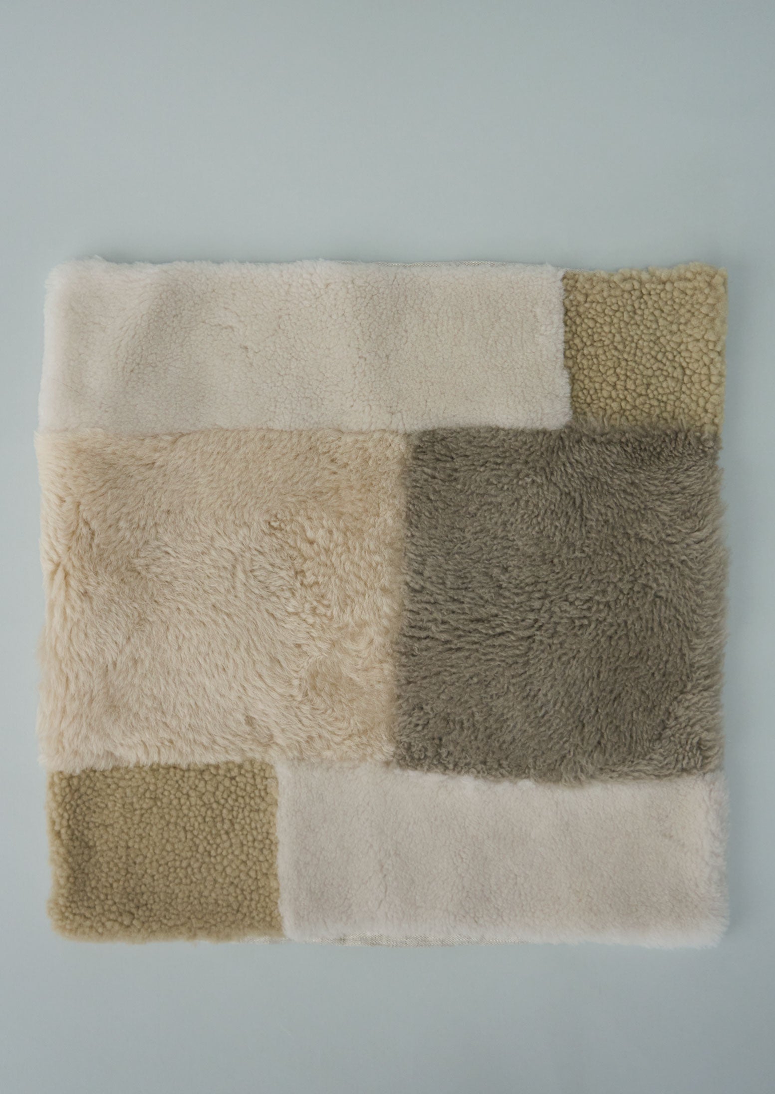 Reworn Patched Sheepskin Cushion Cover (073) | Multi