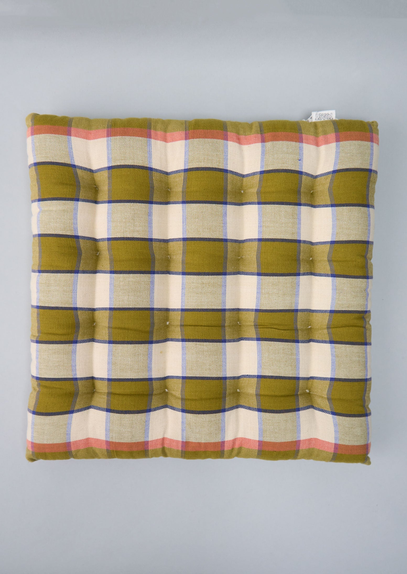 Reworn Check Chair Cushion (061) | Multi
